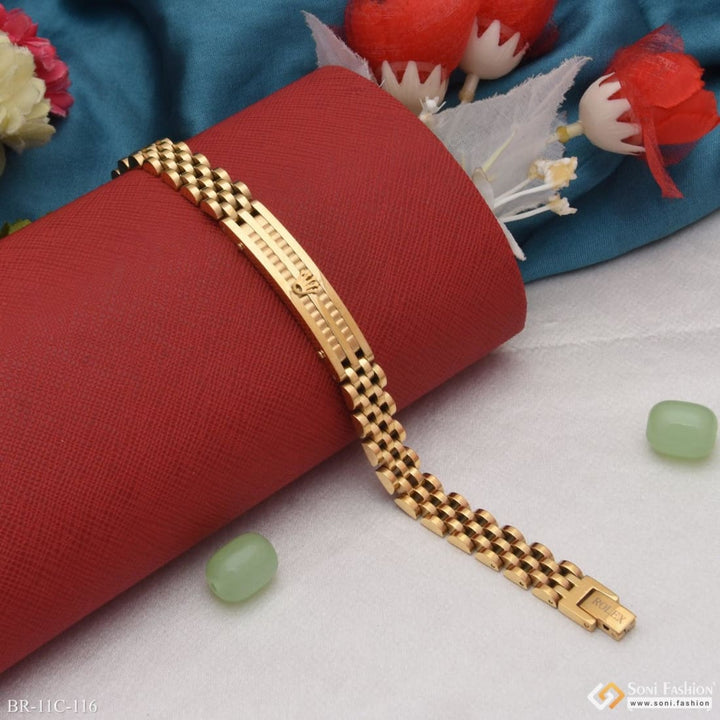 Soni Fashion - bracelet - 4 Line Superior Quality Unique Design Golden Color Bracelet for Men - Style C116
