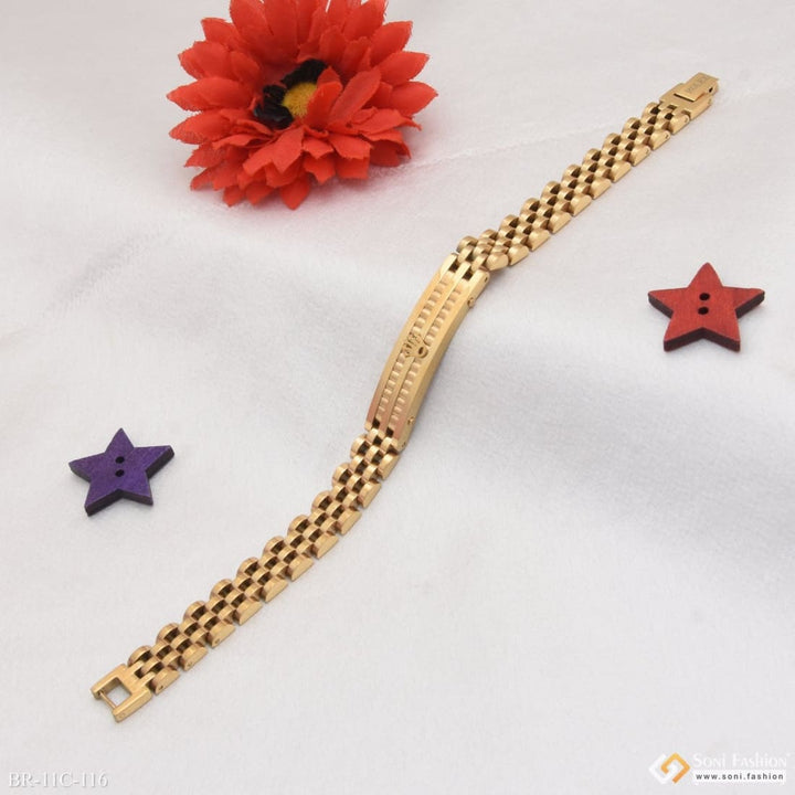 Soni Fashion - bracelet - 4 Line Superior Quality Unique Design Golden Color Bracelet for Men - Style C116