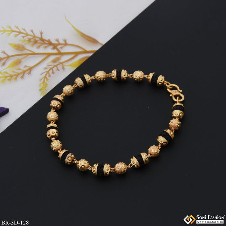 Soni Fashion - bracelet - Best Quality Durable Design Gold Plated Rudraksha Bracelet for Men - Style D128