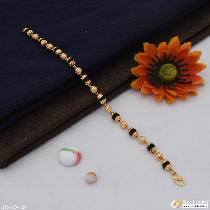 Soni Fashion - bracelet - Best Quality Durable Design Gold Plated Rudraksha Bracelet for Men - Style D128