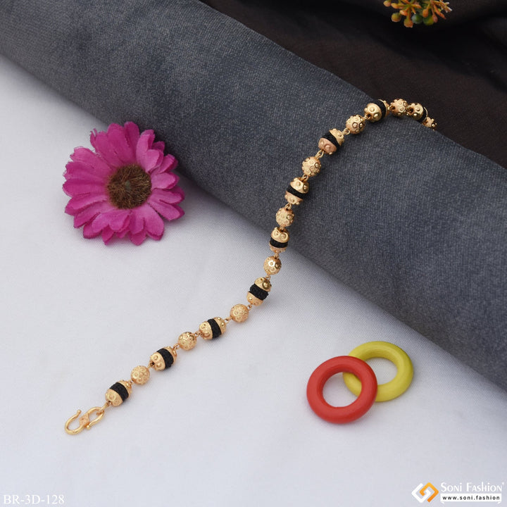 Soni Fashion - bracelet - Best Quality Durable Design Gold Plated Rudraksha Bracelet for Men - Style D128