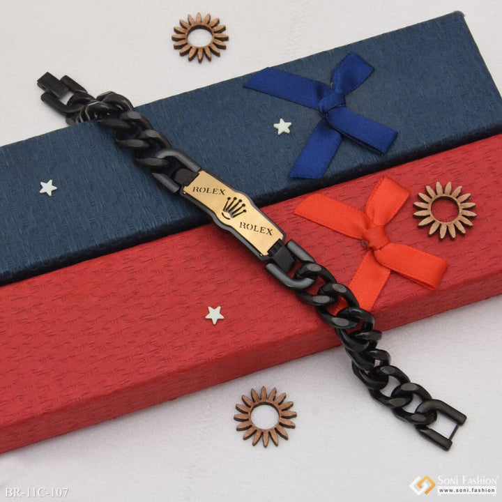 Soni Fashion - bracelet - Brilliant Design Premium-Grade Quality Black & Golden Color Bracelet - Style C107