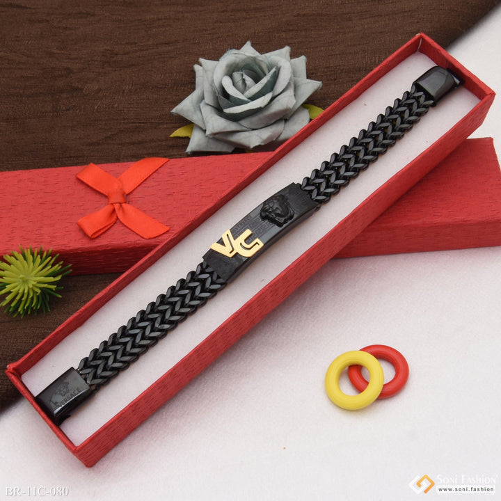Soni Fashion - bracelet - Exquisite Design High-quality Black & Golden Color Bracelet For Men - Style C080