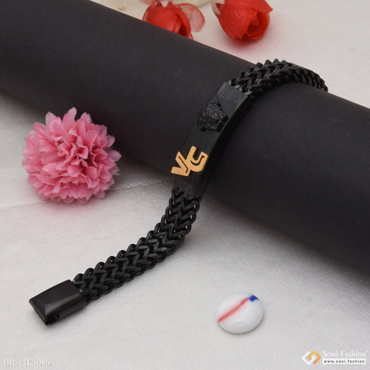 Soni Fashion - bracelet - Exquisite Design High-quality Black & Golden Color Bracelet For Men - Style C080