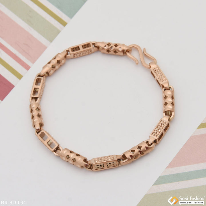 Soni Fashion - bracelet - Fancy Design Artisanal Design Rose Gold Color Bracelet for Men - Style D034
