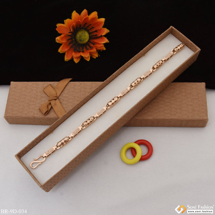 Soni Fashion - bracelet - Fancy Design Artisanal Design Rose Gold Color Bracelet for Men - Style D034