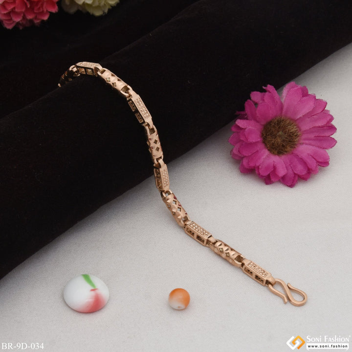 Soni Fashion - bracelet - Fancy Design Artisanal Design Rose Gold Color Bracelet for Men - Style D034