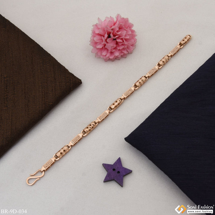 Soni Fashion - bracelet - Fancy Design Artisanal Design Rose Gold Color Bracelet for Men - Style D034