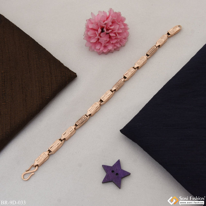 Soni Fashion - bracelet - Glittering Design Awesome Design Rose Gold Color Bracelet for Men - Style D033