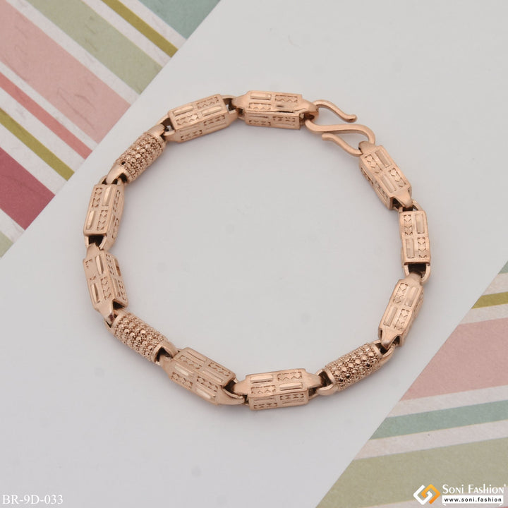 Soni Fashion - bracelet - Glittering Design Awesome Design Rose Gold Color Bracelet for Men - Style D033