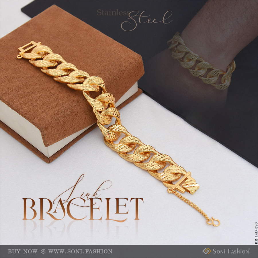 Soni Fashion - bracelet - Golden Link Bracelet for Men | Modern Party Wear Fashion Jewellery - Style D590
