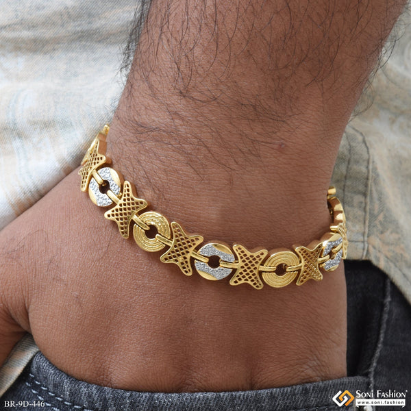 Soni Fashion - bracelet - Gorgeous Design Golden & Silver Color Bracelet for Men - Style D446