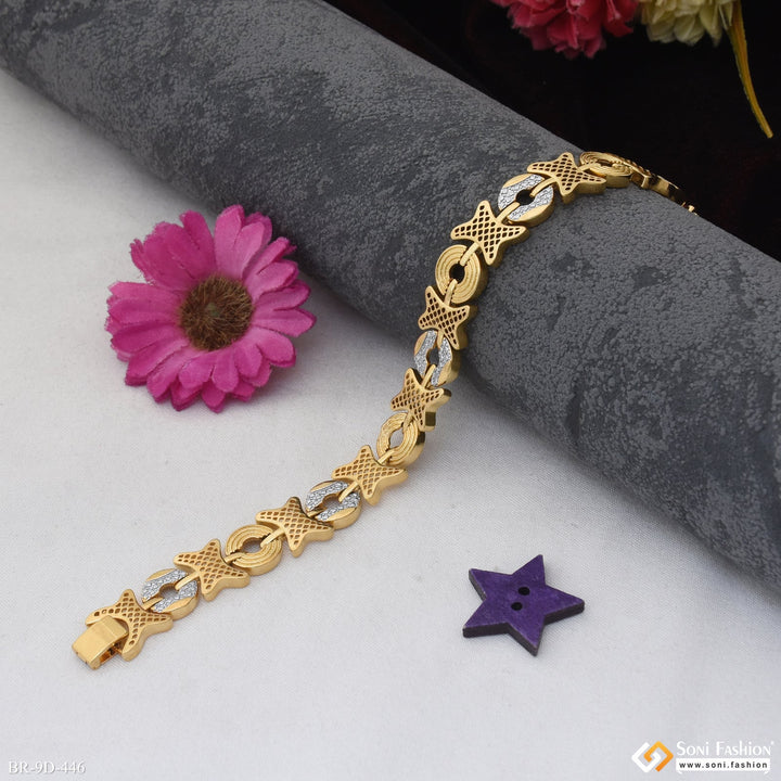 Soni Fashion - bracelet - Gorgeous Design Golden & Silver Color Bracelet for Men - Style D446