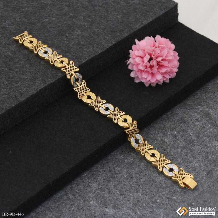 Soni Fashion - bracelet - Gorgeous Design Golden & Silver Color Bracelet for Men - Style D446