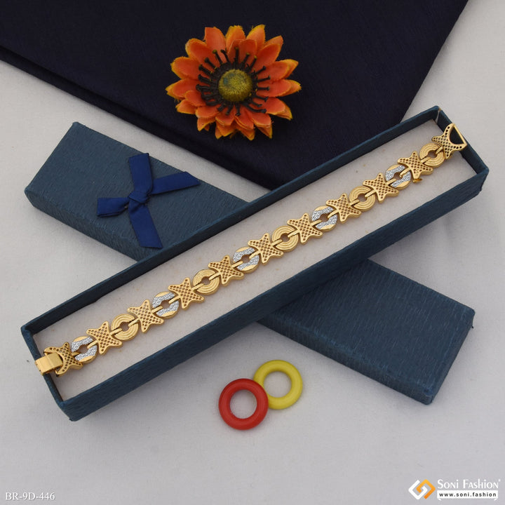 Soni Fashion - bracelet - Gorgeous Design Golden & Silver Color Bracelet for Men - Style D446