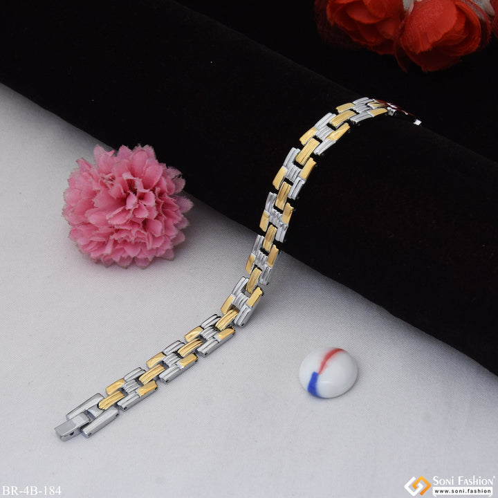 Soni Fashion - bracelet - H type Lovely Design High-Quality Golden & Silver Color Bracelet for Men - Style B184