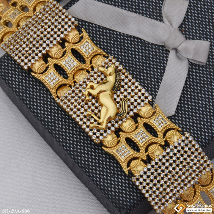 Soni Fashion - bracelet - Horse Handmade Gold Plated 23 Diamonds Line Bracelet - Style A866