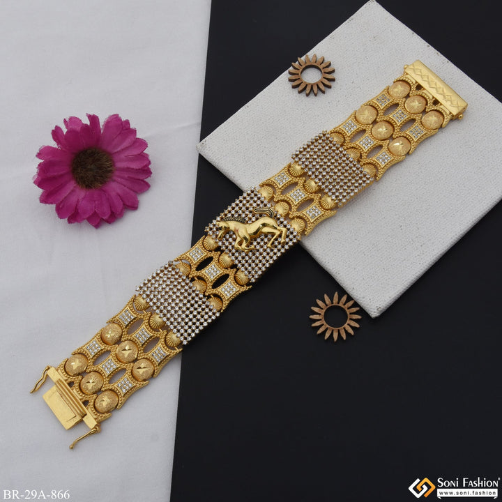 Soni Fashion - bracelet - Horse Handmade Gold Plated 23 Diamonds Line Bracelet - Style A866