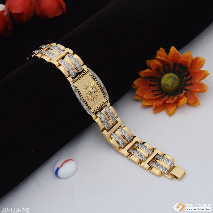 Soni Fashion - bracelet - Sun Attractive Bracelet With 8 Steeps Rhodium Background Design Gold Plated - Style A783
