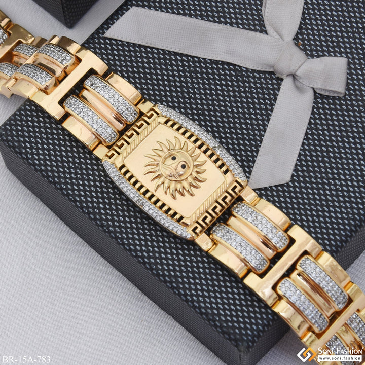 Soni Fashion - bracelet - Sun Attractive Bracelet With 8 Steeps Rhodium Background Design Gold Plated - Style A783