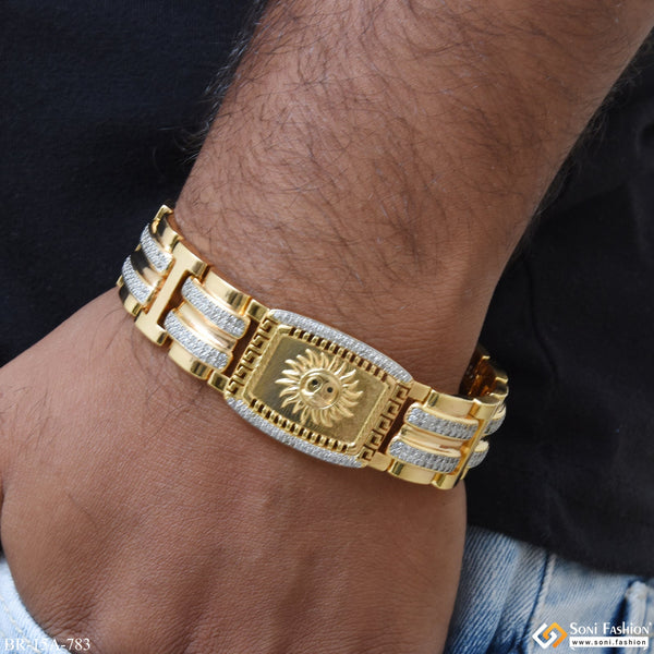 Soni Fashion - bracelet - Sun Attractive Bracelet With 8 Steeps Rhodium Background Design Gold Plated - Style A783
