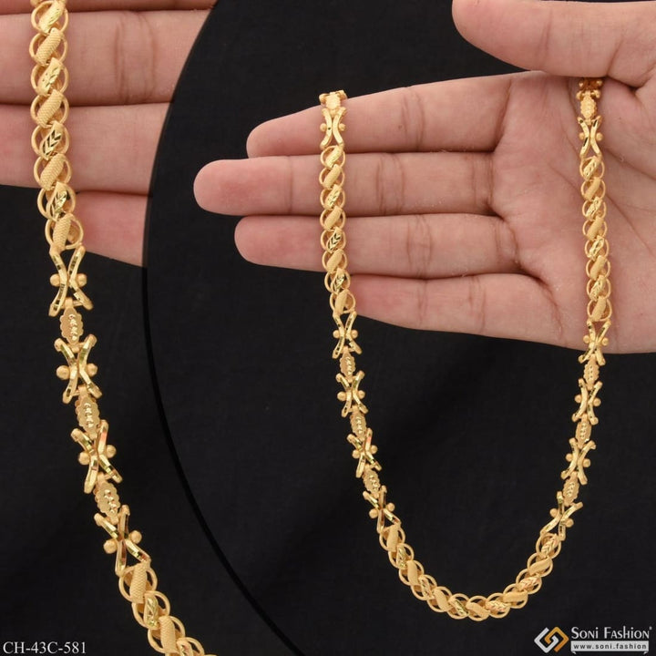 Soni Fashion - chain - 1 Gram Gold Plated 2 In 1 Attention-Getting Design Kohli Chain for Men - Style C581