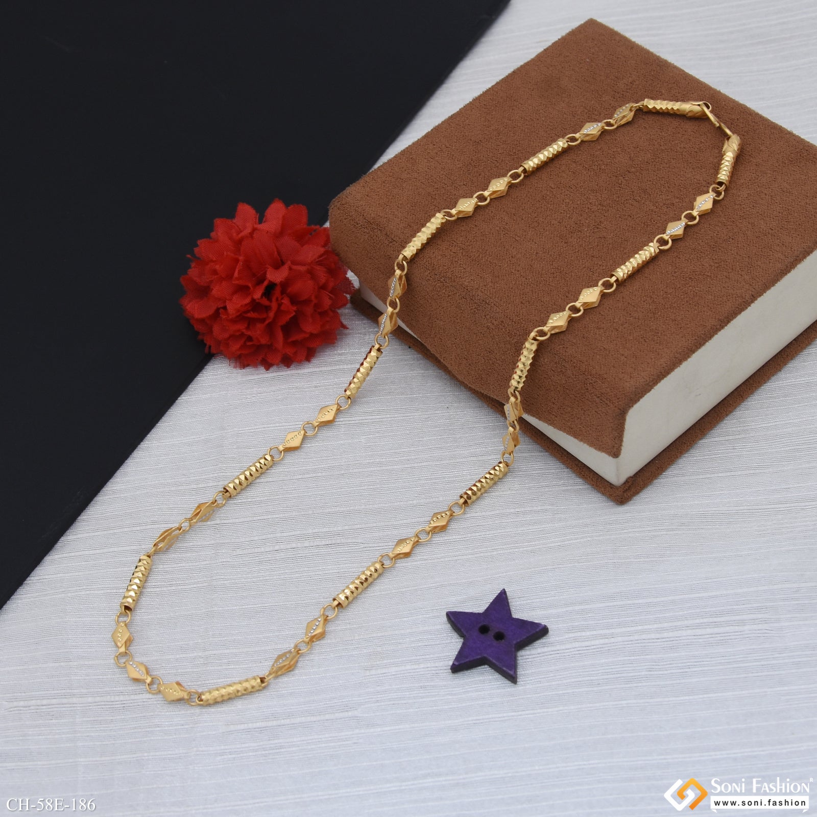 1 Gram Gold Plated 2 In 1 Pipe Chain for Men - Style E186 – Soni Fashion