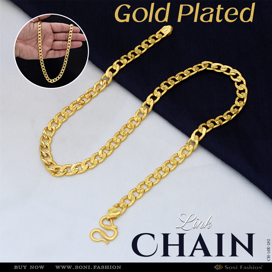 Soni Fashion - chain - Gold Plated 20 Inch Awesome Filigree Link Chain for Men | Handmade - Style E282