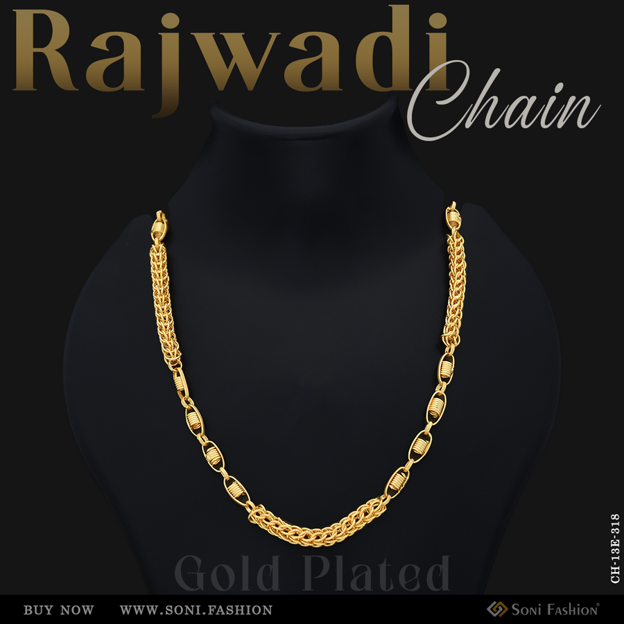Soni Fashion - chain - Gold Plated 21 Inch Trending Rajwadi Style Chain for Men | Handmade - Style E318