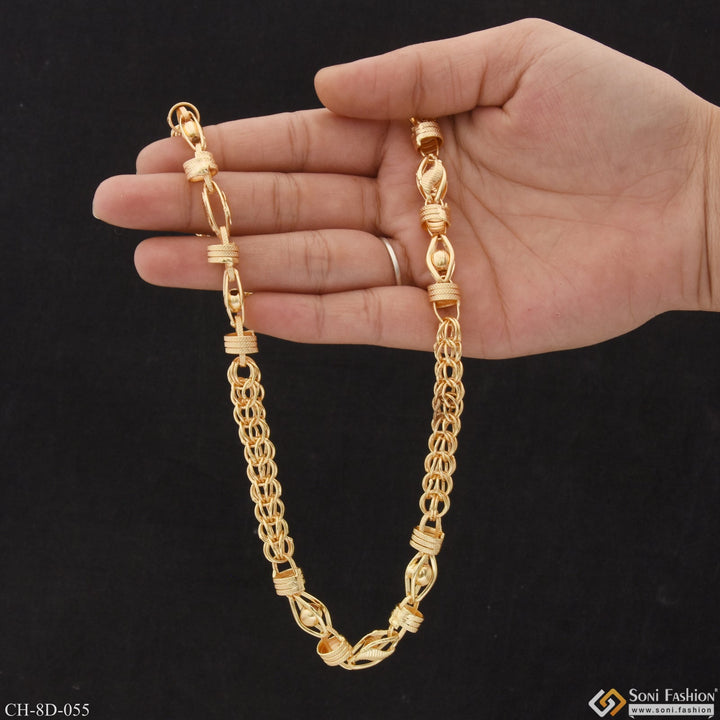 Soni Fashion - chain - Link With 3D Ball Finely Detailed Design Gold Plated Chain for Men - Style D055