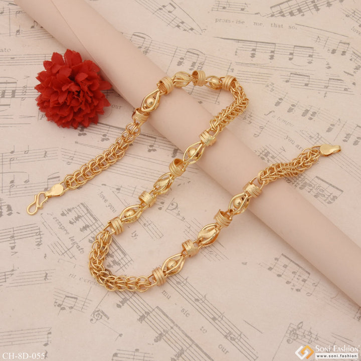 Soni Fashion - chain - Link With 3D Ball Finely Detailed Design Gold Plated Chain for Men - Style D055
