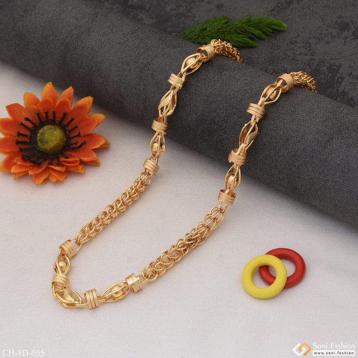 Soni Fashion - chain - Link With 3D Ball Finely Detailed Design Gold Plated Chain for Men - Style D055