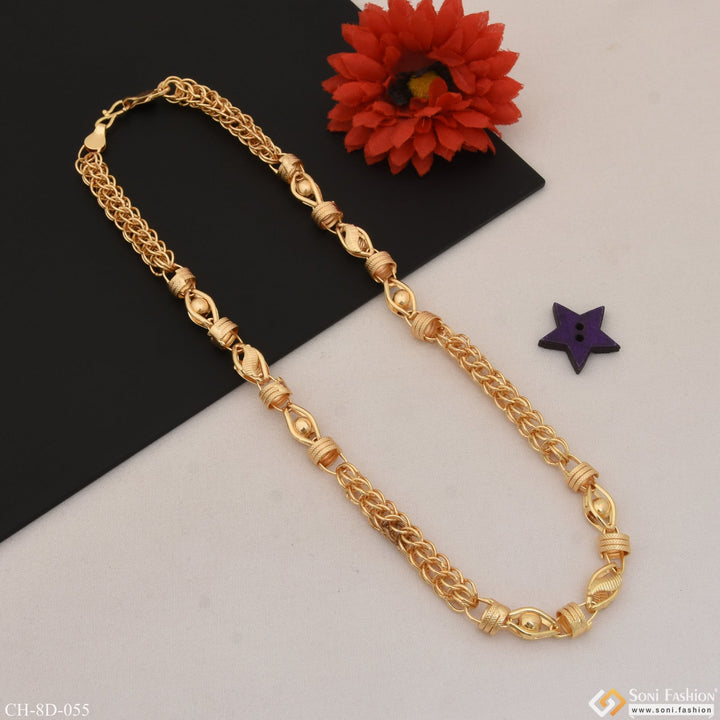 Soni Fashion - chain - Link With 3D Ball Finely Detailed Design Gold Plated Chain for Men - Style D055