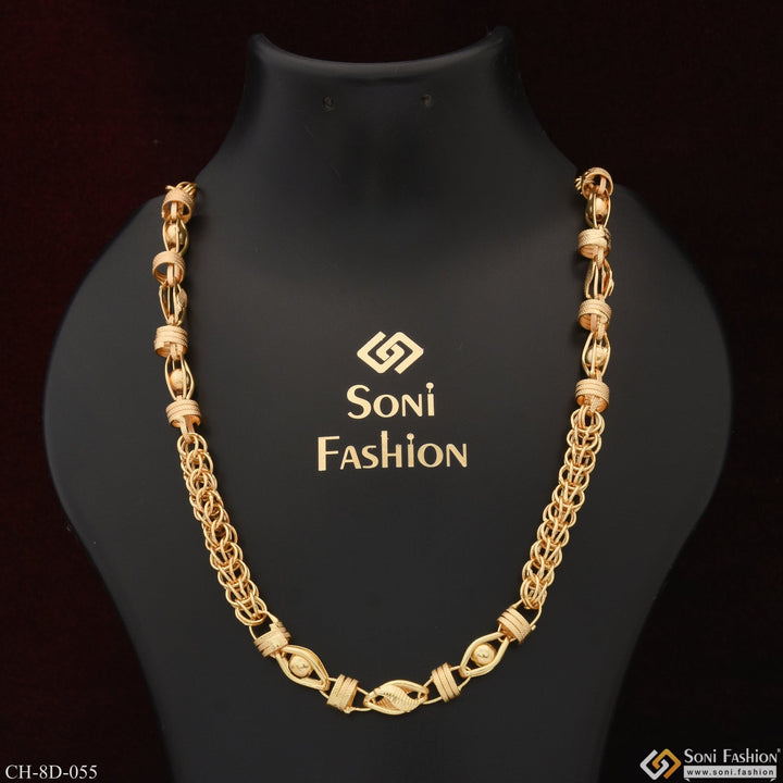 Soni Fashion - chain - Link With 3D Ball Finely Detailed Design Gold Plated Chain for Men - Style D055