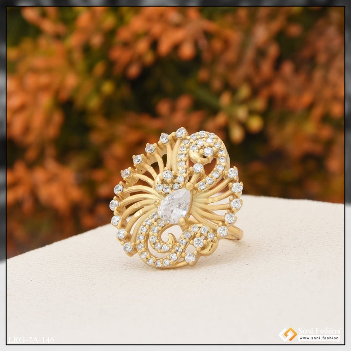 Soni Fashion - Ladies Ring - Designer with Diamond Unique Design Gold Plated Ring for Lady - Style LRG-146