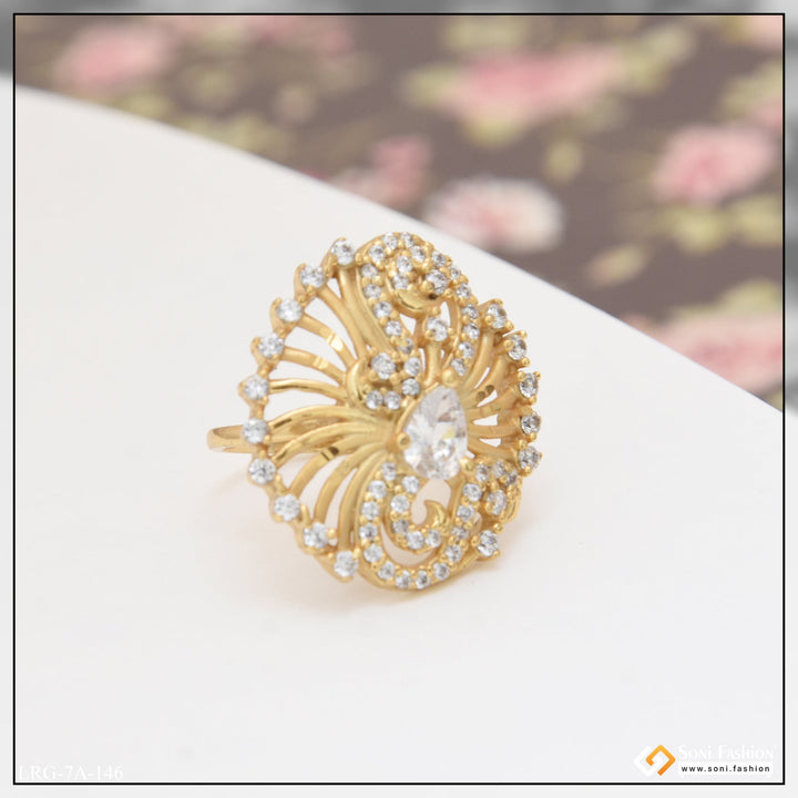 Soni Fashion - Ladies Ring - Designer with Diamond Unique Design Gold Plated Ring for Lady - Style LRG-146