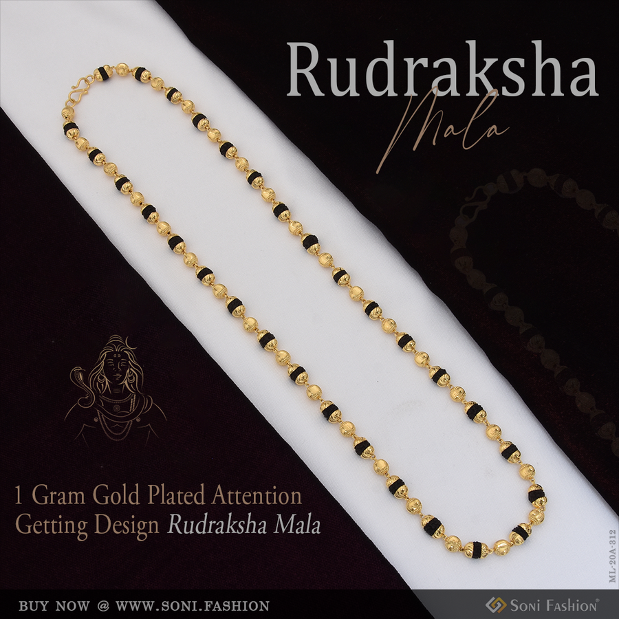Soni Fashion - mala - 1 Gram Gold Plated Attention-Getting Design Rudraksha Mala for Men - Style A312