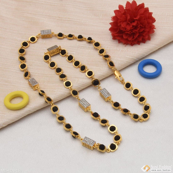 Soni Fashion - mala - 1 Gram Gold Plated Square Delicate Design Rudraksha Mala For Men - Style A250