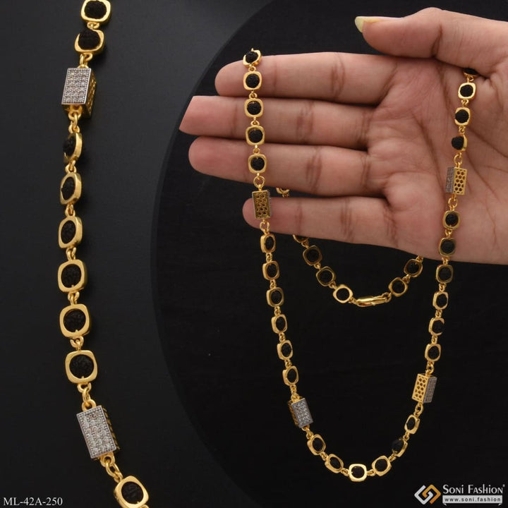 Soni Fashion - mala - 1 Gram Gold Plated Square Delicate Design Rudraksha Mala For Men - Style A250