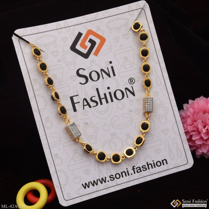 Soni Fashion - mala - 1 Gram Gold Plated Square Delicate Design Rudraksha Mala For Men - Style A250