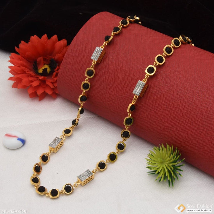 Soni Fashion - mala - 1 Gram Gold Plated Square Delicate Design Rudraksha Mala For Men - Style A250