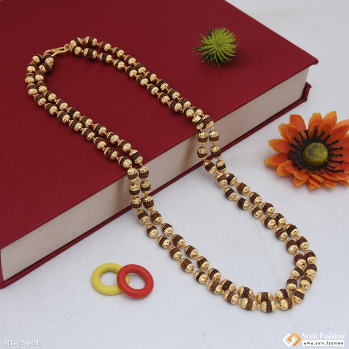 Soni Fashion - mala - 2 Line Fashion-Forward Design Gold Plated Rudraksha Mala for Men - Style A211