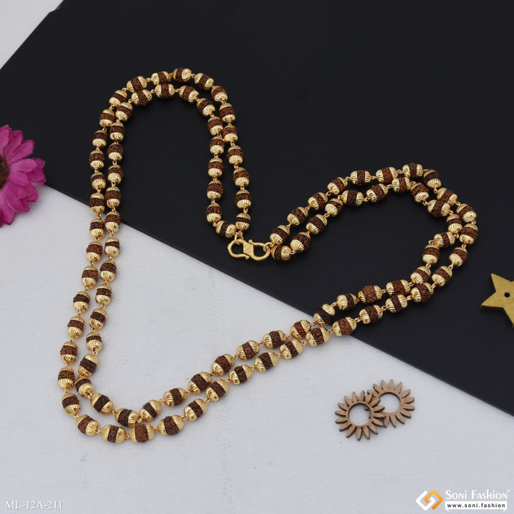 Soni Fashion - mala - 2 Line Fashion-Forward Design Gold Plated Rudraksha Mala for Men - Style A211