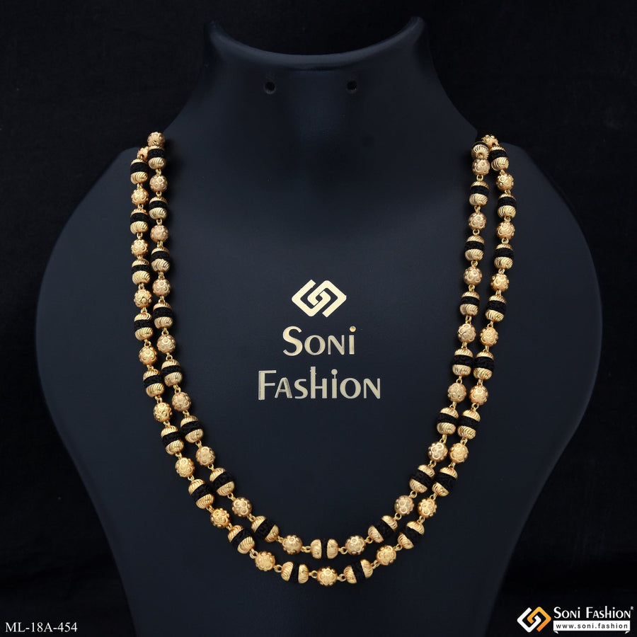 Soni Fashion - mala - 2 Line Latest Design Gold Plated Rudraksha Mala for Men