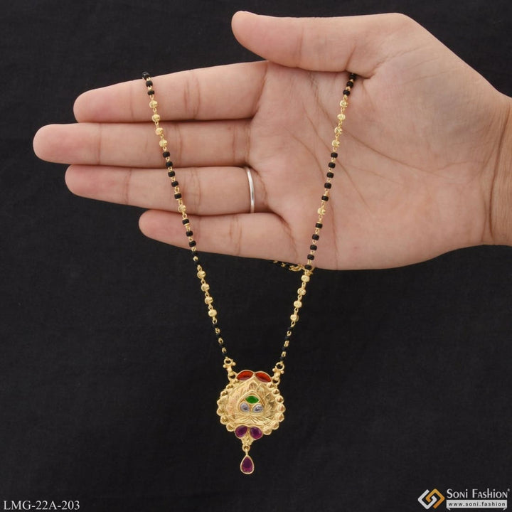 Soni Fashion - Mangalsutra - 1 Gram Gold Plated Brilliant Design Cool Design Mangalsutra for Women - Style A203