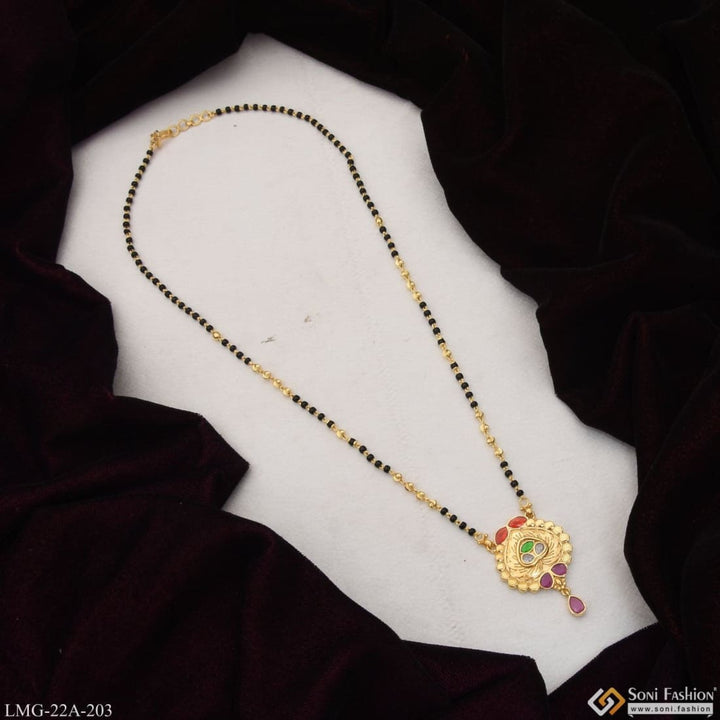 Soni Fashion - Mangalsutra - 1 Gram Gold Plated Brilliant Design Cool Design Mangalsutra for Women - Style A203