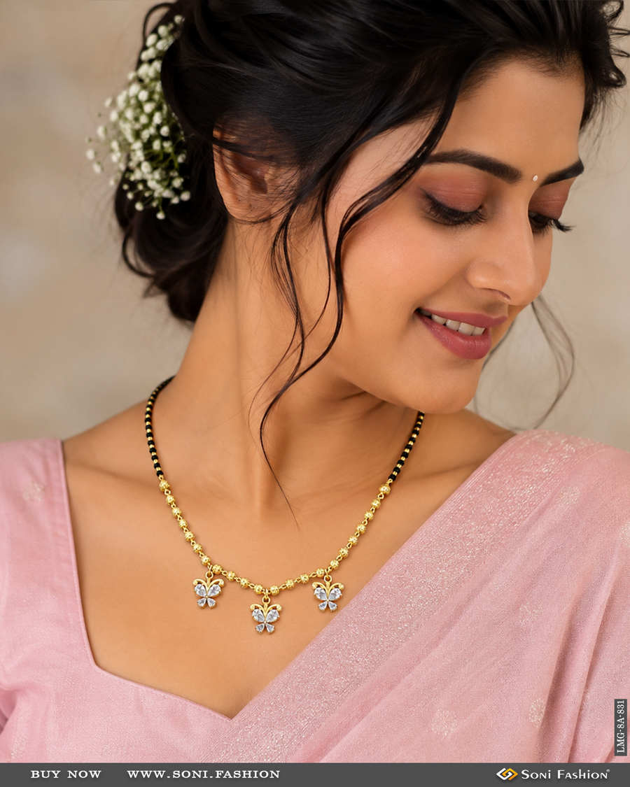 Soni Fashion - Mangalsutra - Gold Plated 1 Line Short Mangalsutra for Women | Diamond Stylish Party - Style A831