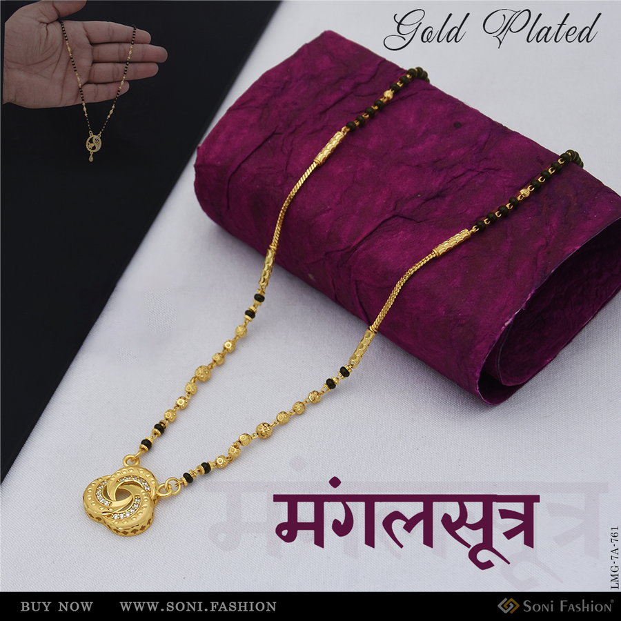 Soni Fashion - Mangalsutra - Gold Plated 1 Line Short Mangalsutra for Women | Royal Party Jewellery - Style A761