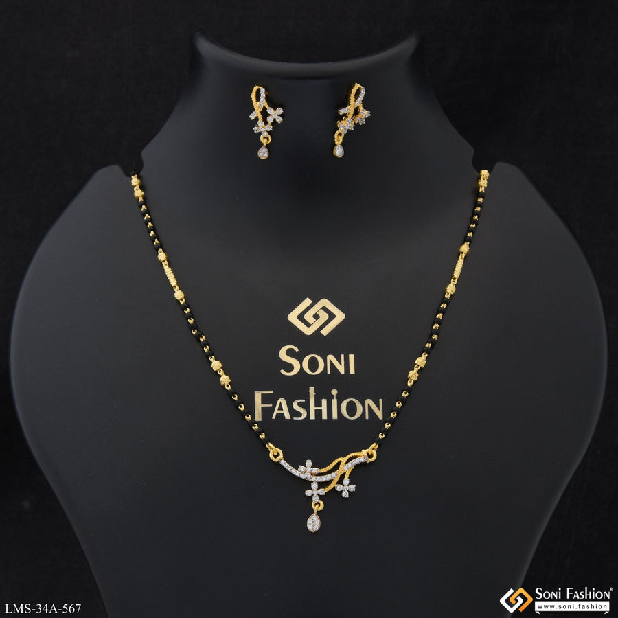 Soni Fashion - Mangalsutra Set - 1 Gram Gold Plated 1 Line Short Mangalsutra Set for Women | Bold Party - Style A567