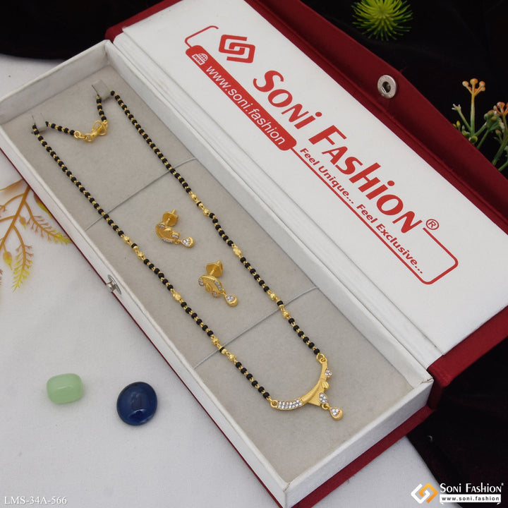 Soni Fashion - Mangalsutra Set - 1 Gram Gold Plated Chic Design Mangalsutra Set for Women - Style A566